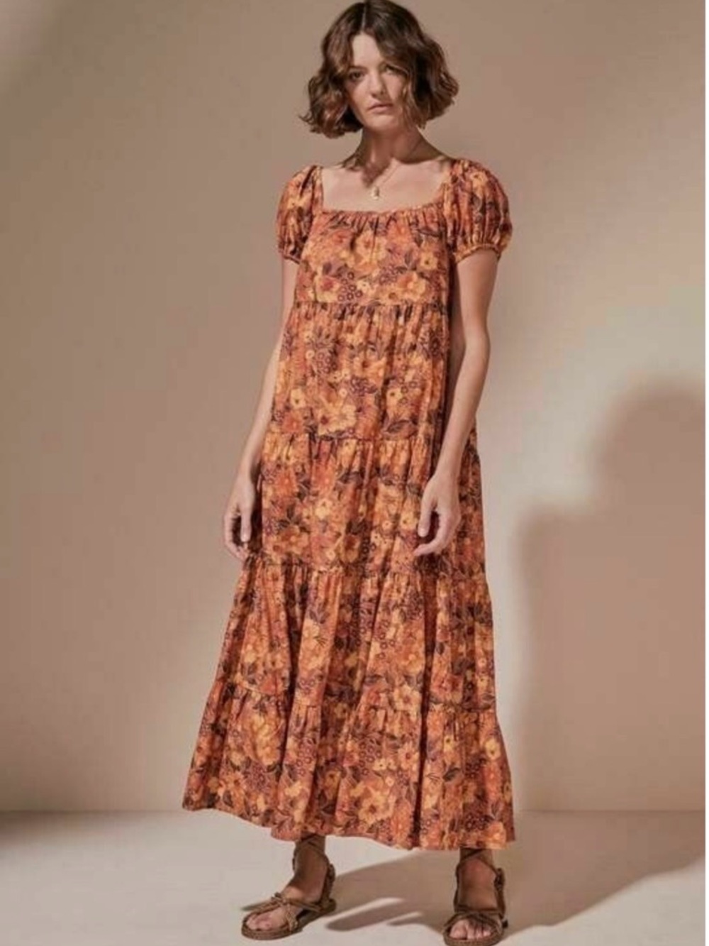 Auguste The Label Organic Cotton Floral Tiered Maxi Dress